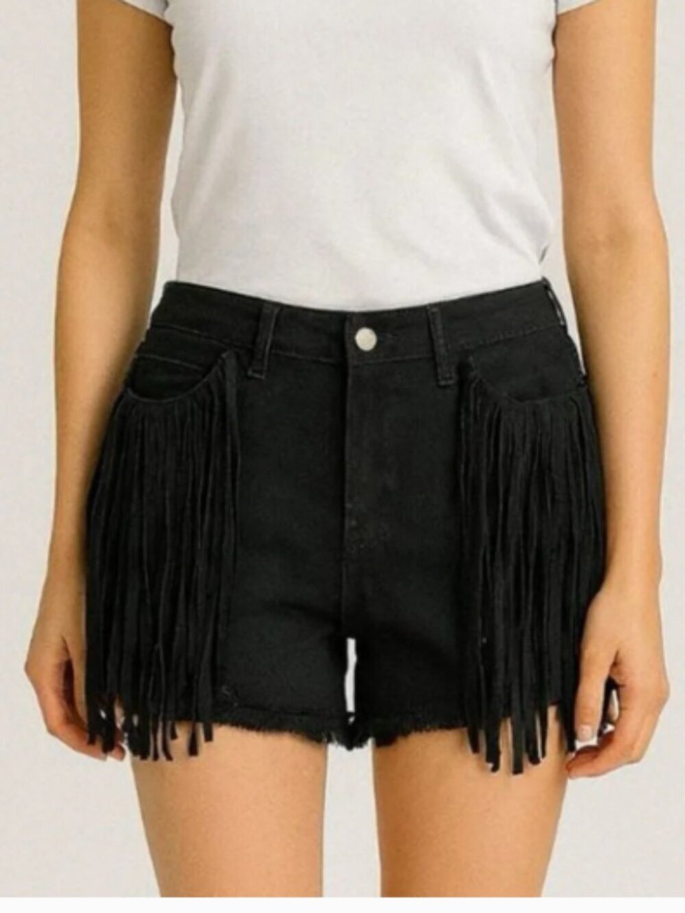 Altar'd State Black Fringe Denim Shorts Size Small (S)